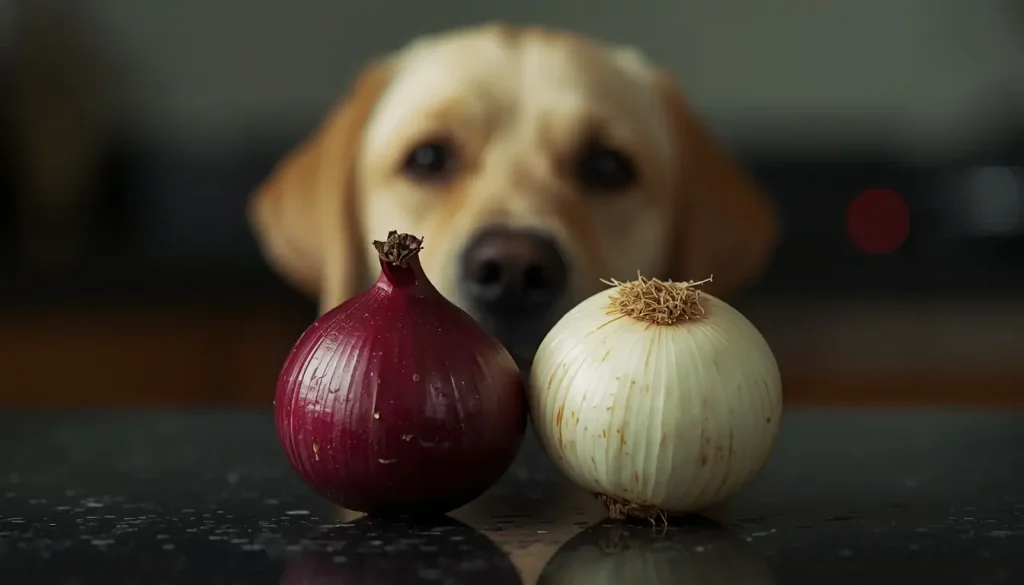 Onion Near a Dog Bowl